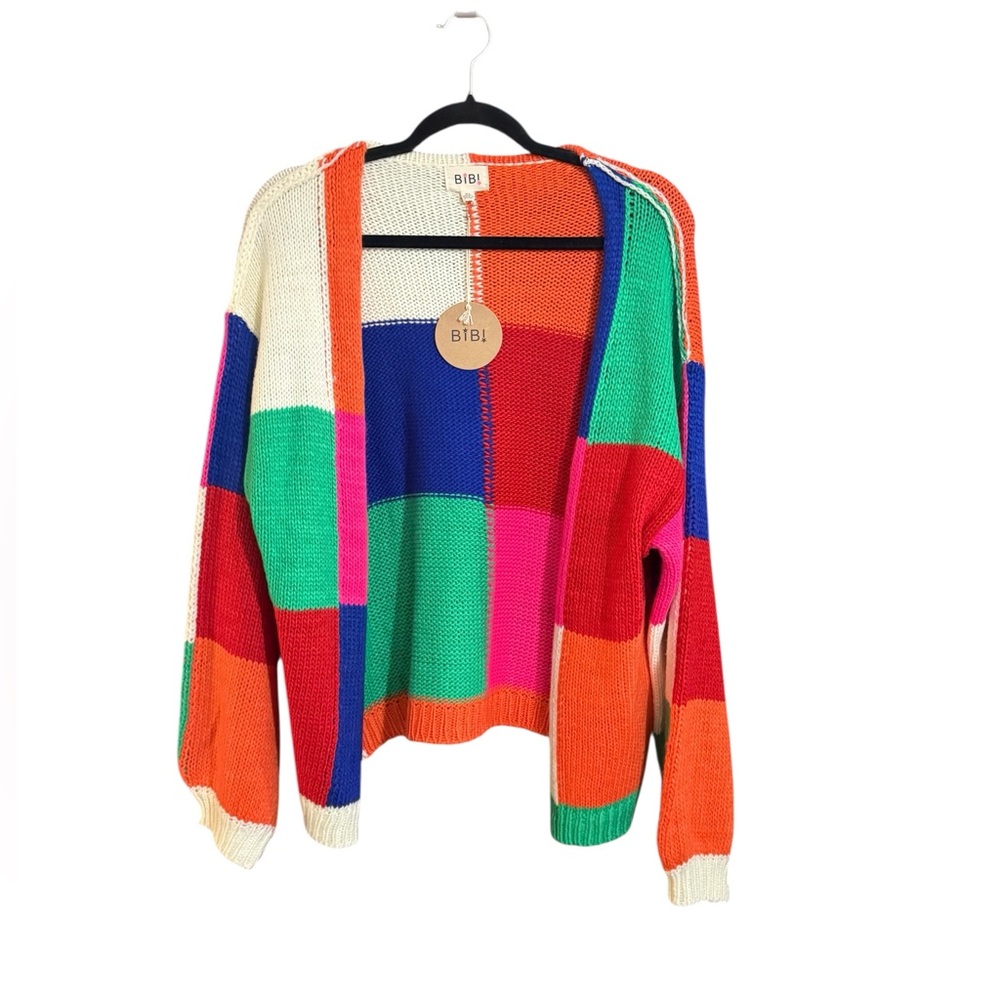 BiBi Vibrant Patchwork Women's Cardigan NWT Size XL